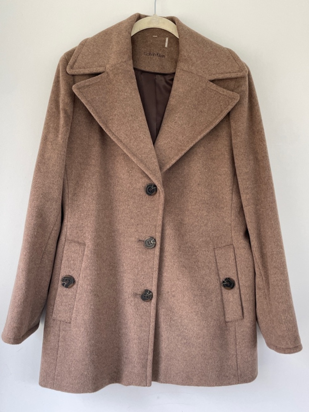 Calvin Klein Women’s Wool Blend Single Breasted Pea Coat Large
